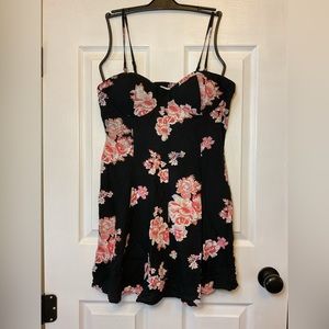 American Eagle Black and Pink Floral Short Dress